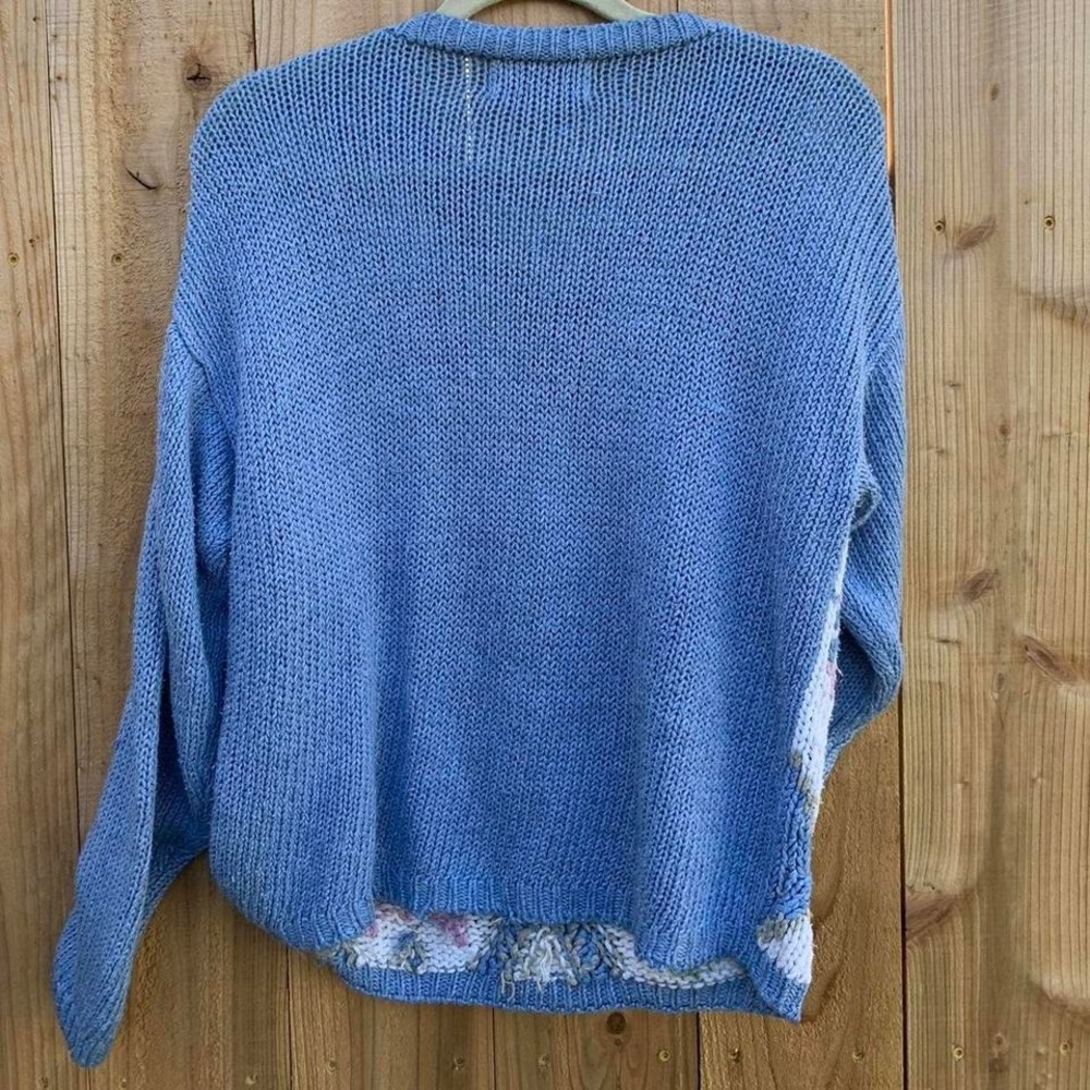 Vintage nuggets sweater, medium, blue white, granny fall winter cottagecore - Picture 4 of 4